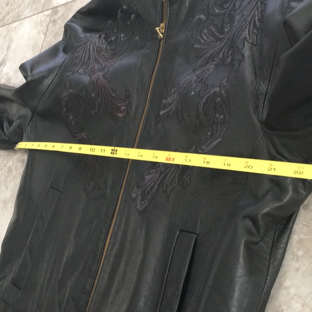 VERSACE REAL LEATHER EMBROIDERED FRONT ZIP PRETTY LINING JACKET SIZE XL … - Picture 11 of 14